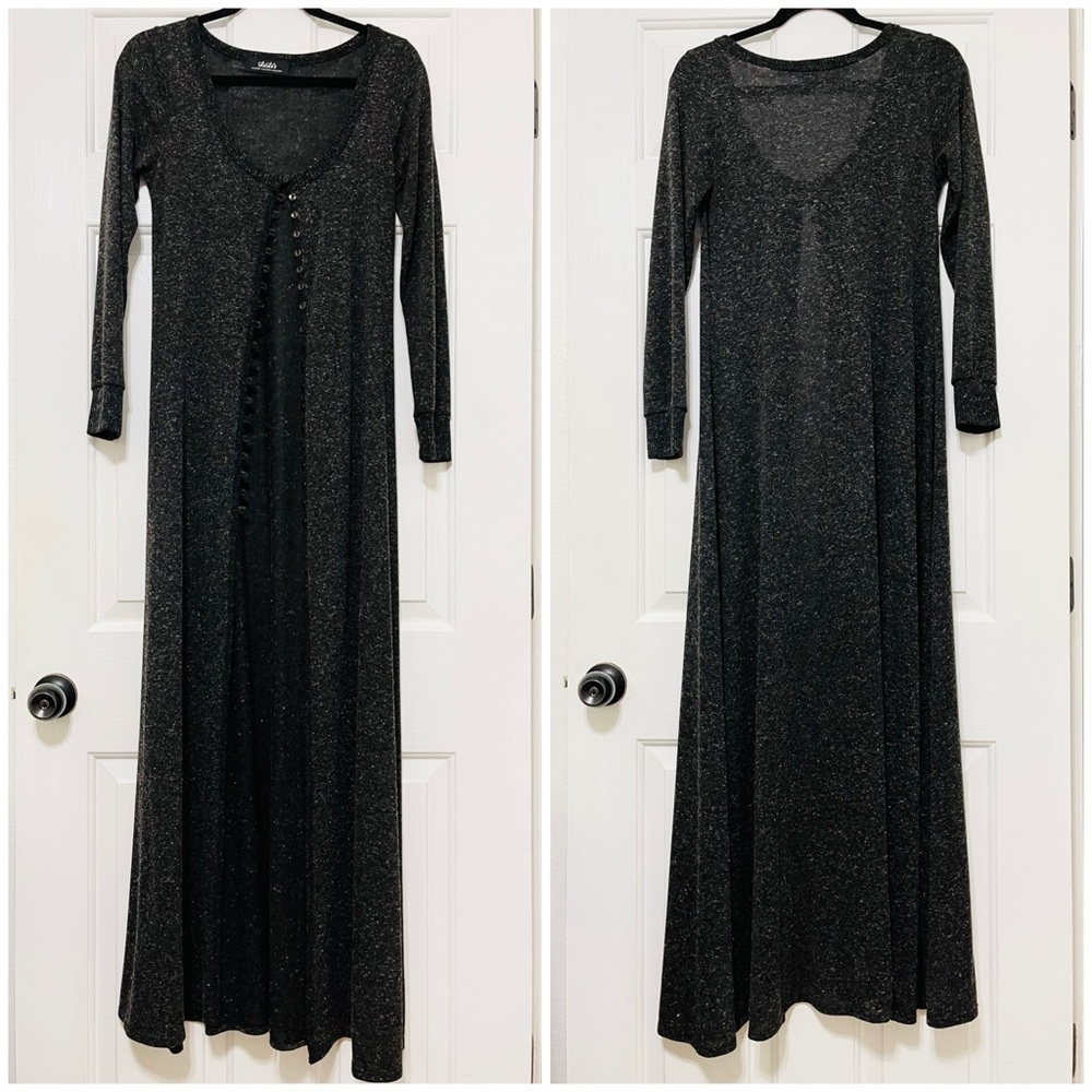 Lulus heather, charcoal, grey , button-down, long, maxi, duster sweater, size L